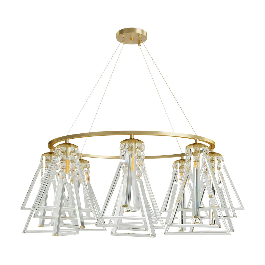 Minimalist Crystal Chandelier — Solid Copper, G9, 8- or 10-Light, Brass / Chrome / Black