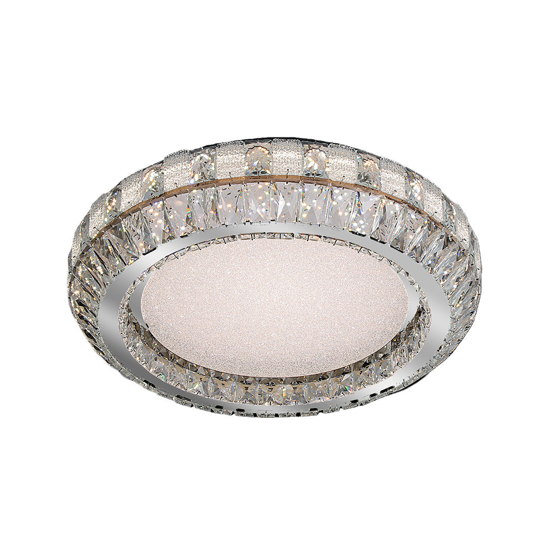 Linear Geometric Crystal Flush Mount — Stainless Steel, Dual-Color 3000K/6000K, 100cm or 120cm