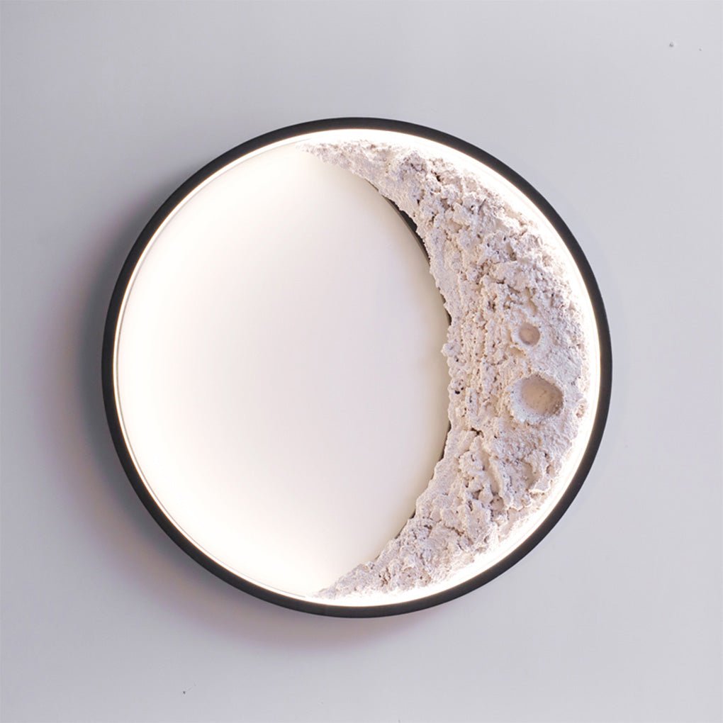 Crescent Moon Outdoor Wall Sconce — Aluminum & Resin, Hardwired LED, 3000K, Art Deco
