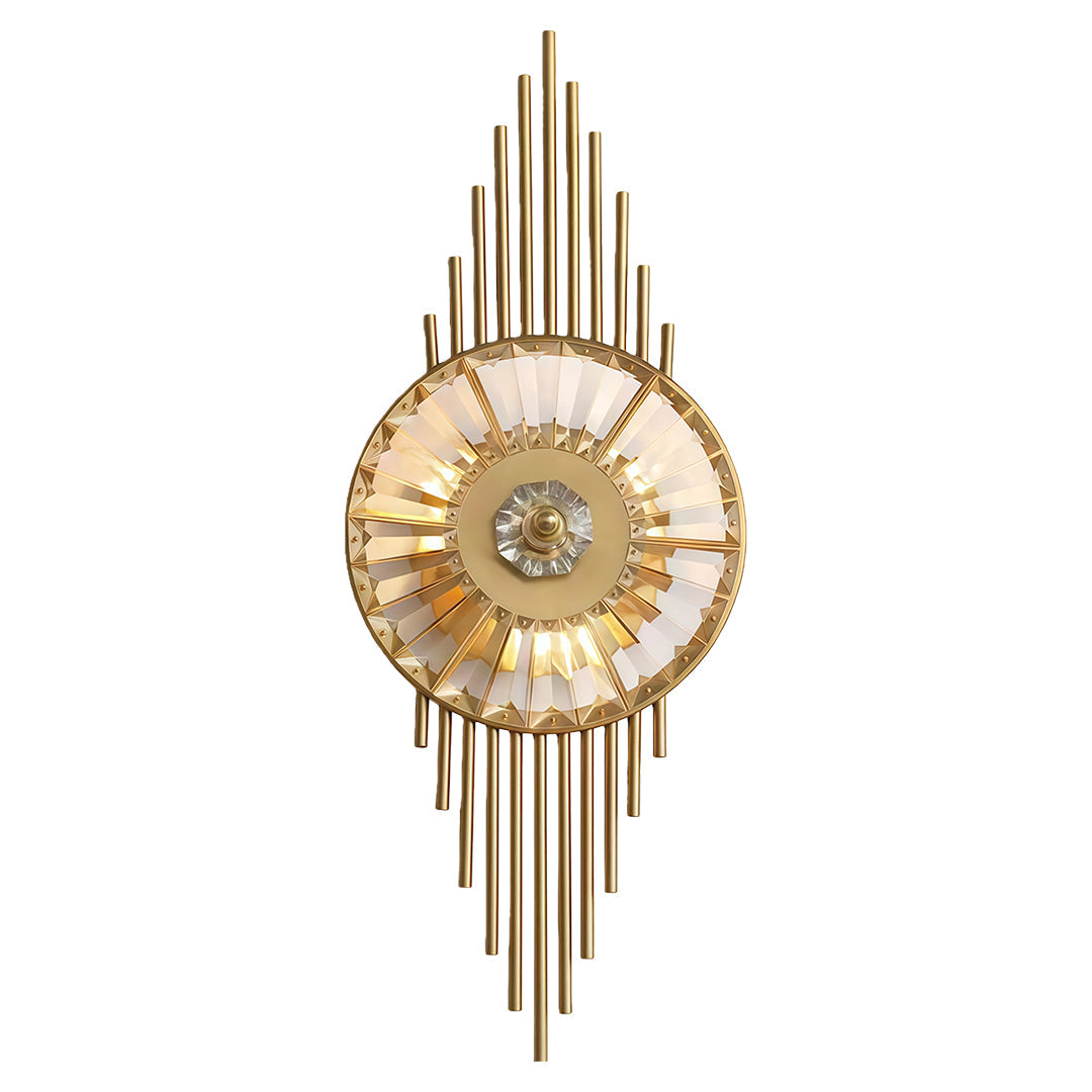 Crystal Diffused Wall Sconce — Brass-Tone Stainless Steel, Cut Crystal, E14, Hardwired, 25.6"