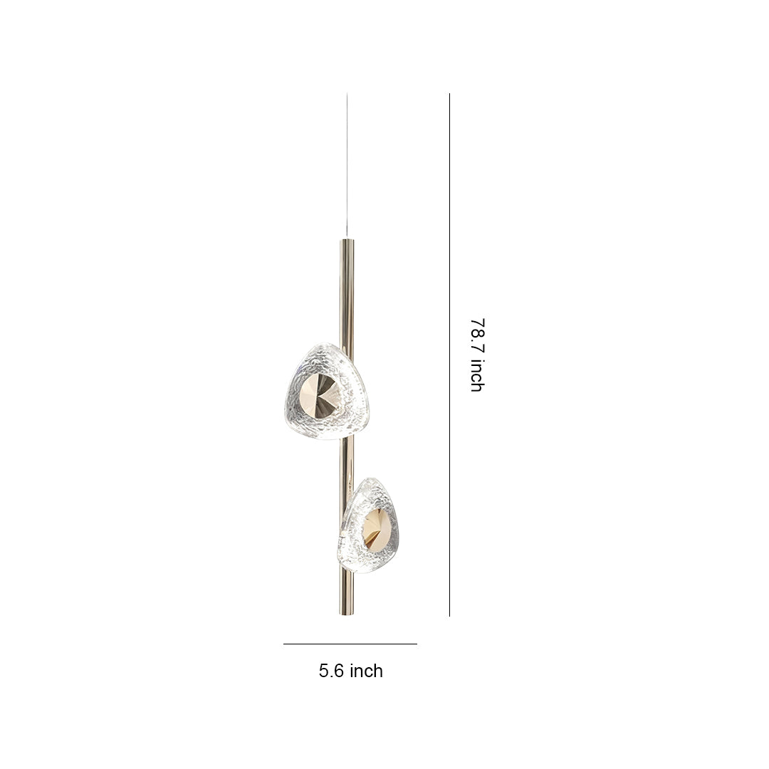 Dual-Light Crystal Pendant — Terracotta Gold Aluminum, 3-Step Dimming (3000K/4500K/6000K), 47.2" Adjustable Chain