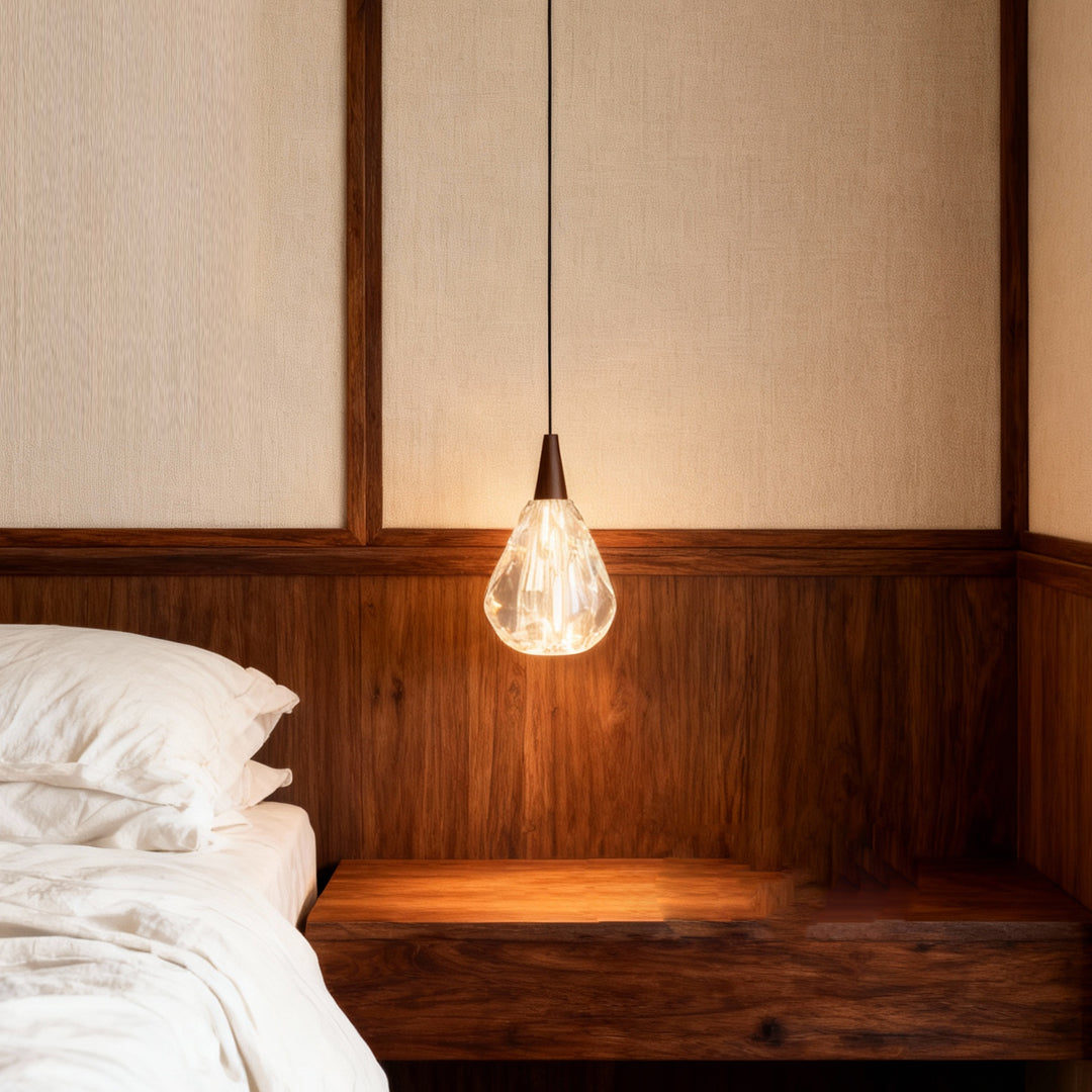 Minimalist Geometric Crystal Pendant — Gold Stainless Steel, 1-Light, 3-Step Dimming, 78.7" Cord