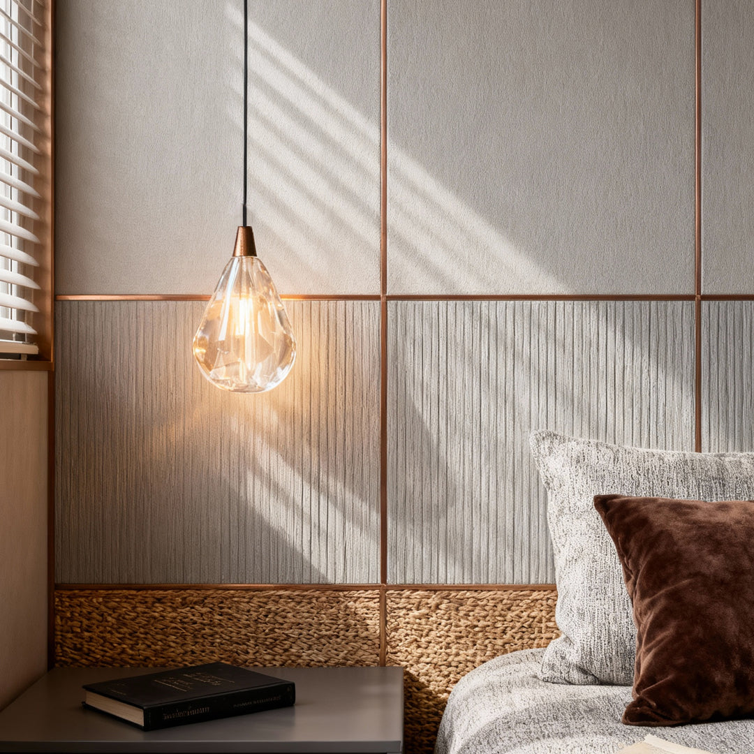 Minimalist Geometric Crystal Pendant — Gold Stainless Steel, 1-Light, 3-Step Dimming, 78.7" Cord