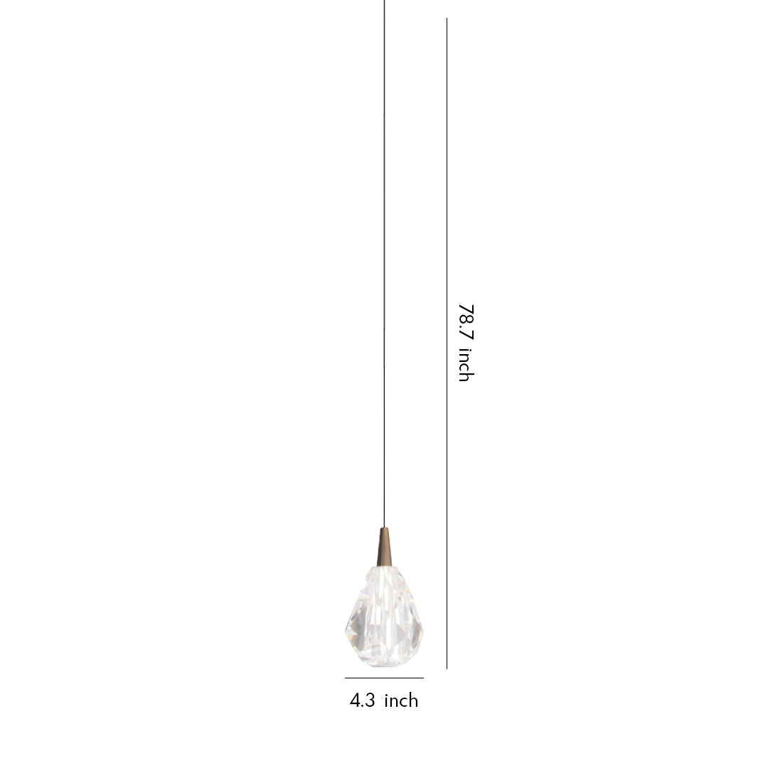 Minimalist Geometric Crystal Pendant — Gold Stainless Steel, 1-Light, 3-Step Dimming, 78.7" Cord