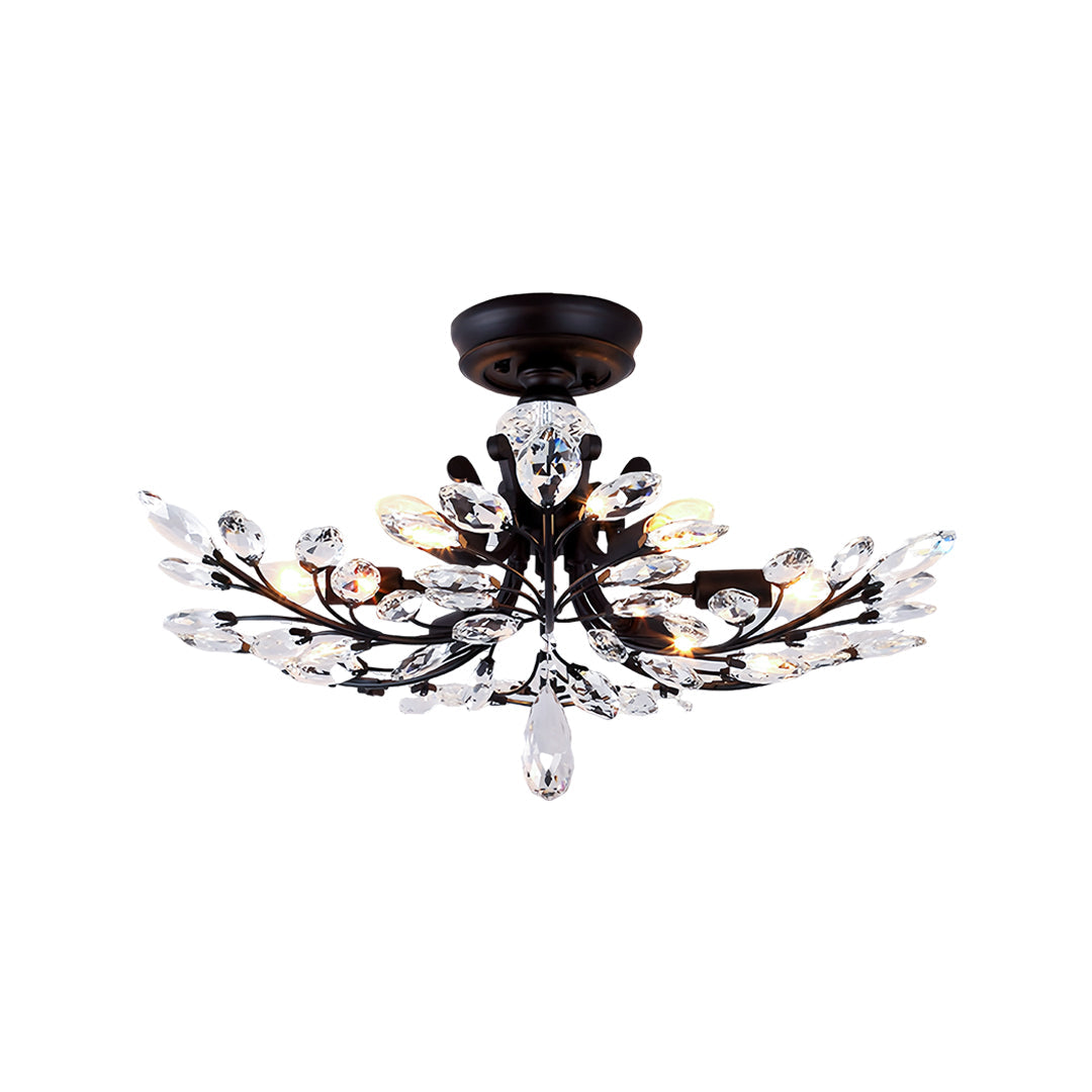 American Leaf Chandeliers: Crystal Semi-Flush Ceiling Lights