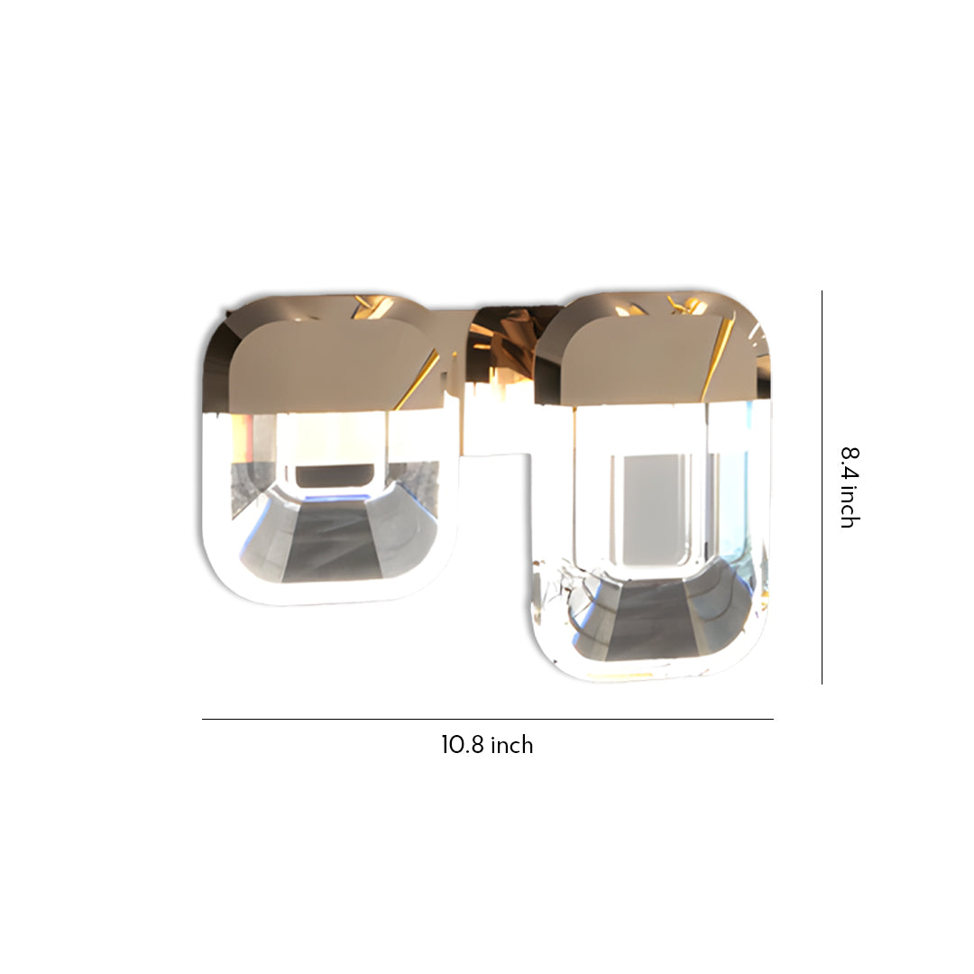 Modern Crystal Wall Sconce — Gold Aluminum, LED, 3-Step Dimming, Single or Double Head