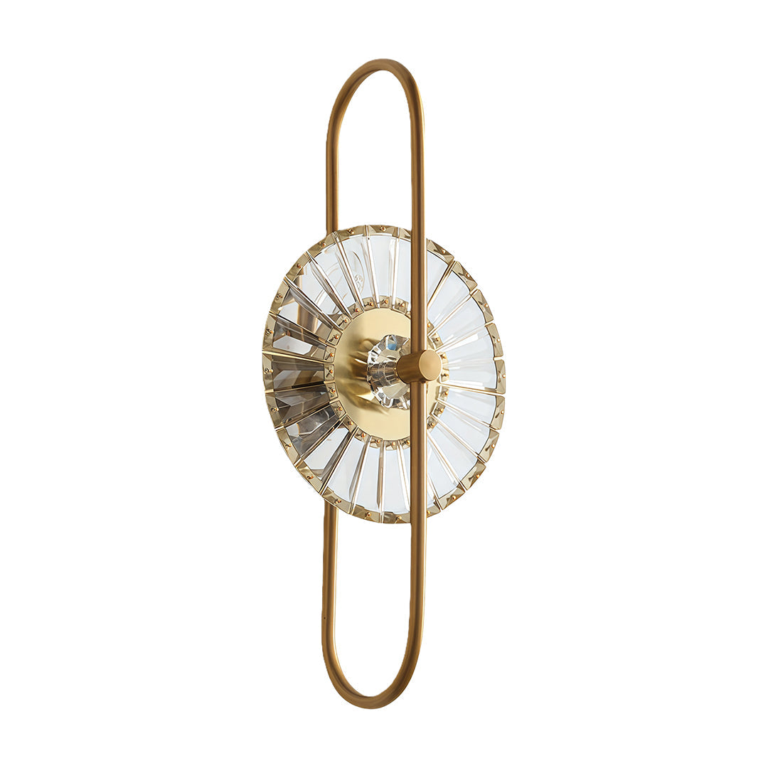 Vertical Crystal Wall Sconce — Gold Iron Frame, E14, Hardwired, 24.8" Minimalist