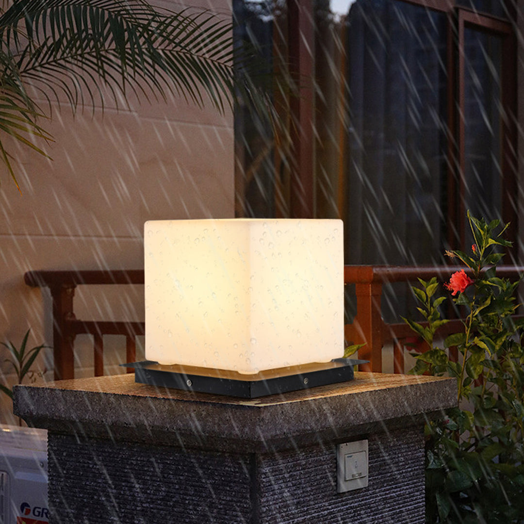 Modern Minimalist Outdoor Pillar Light — Stainless Steel & PE, Sphere / Cube / Cylinder, E27, 5W LED, IP65 Weatherproof
