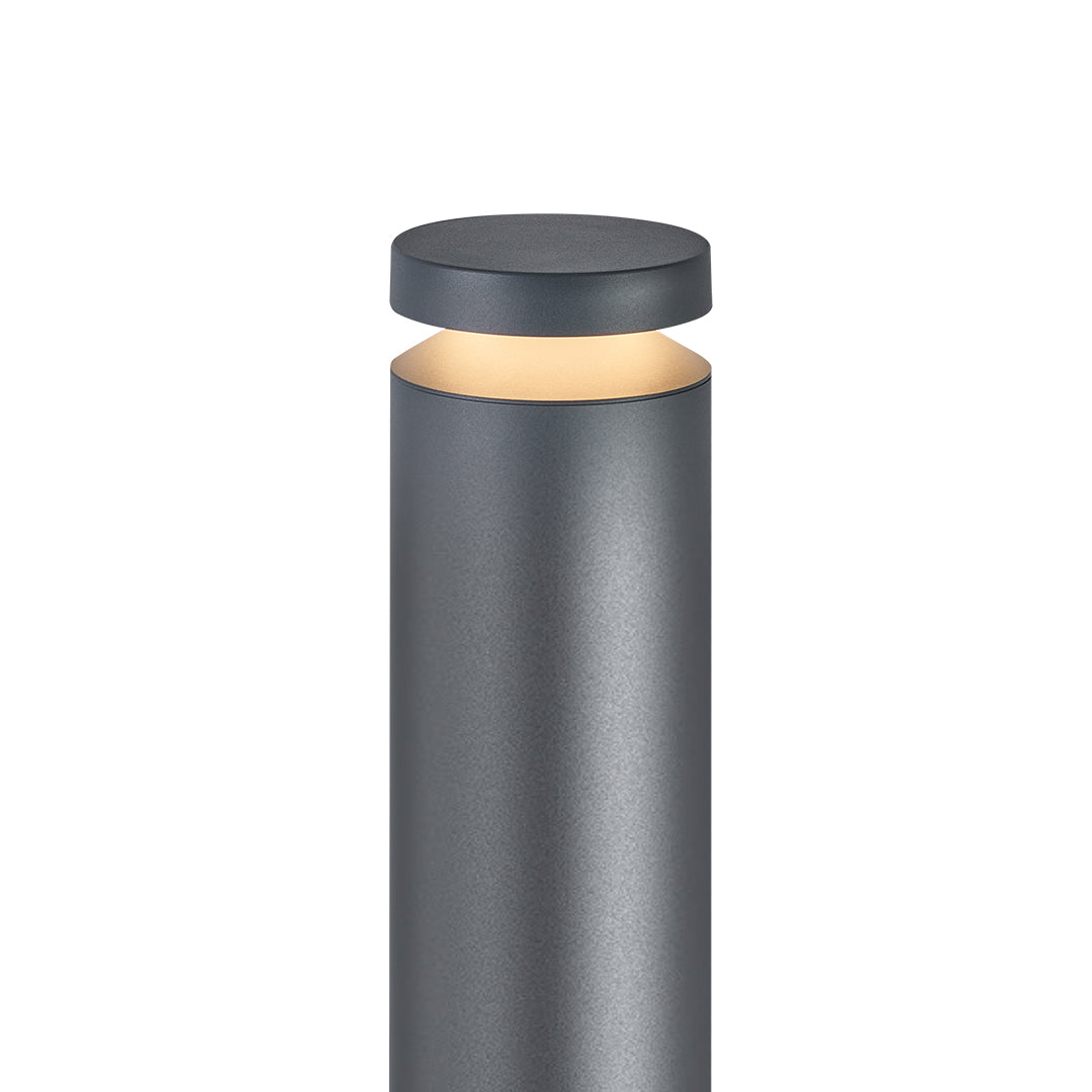 Modern Minimalist Outdoor Bollard Light — Sand-Gray Aluminum, 12W LED, 3000K, IP65, 23.6" Height