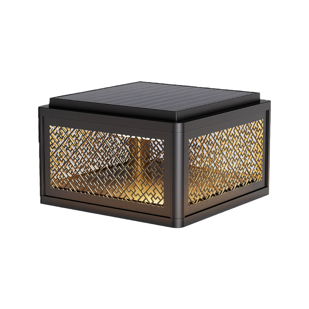 Modern Square Pillar Gate Light — Aluminum, Solar / Hardwired, Four-Color LED, IP54, 3 Sizes