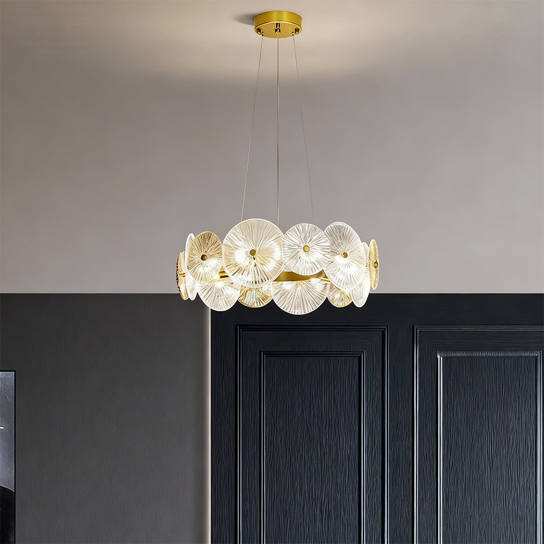 Clear Glass & Silver Iron Chandelier — 12- or 18-Light, G9, Three-Color, Adjustable Chain