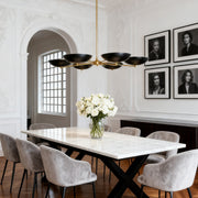 French Vintage Chandelier — Black and Gold Metal, 6-Light G9, 40" Diameter