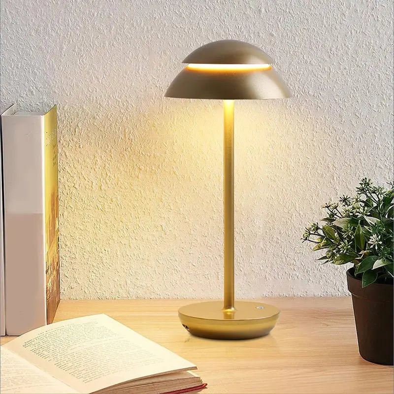 Contemporary Double Dome LED Accent Table Lamp with Touch On/Off Switch Luxe