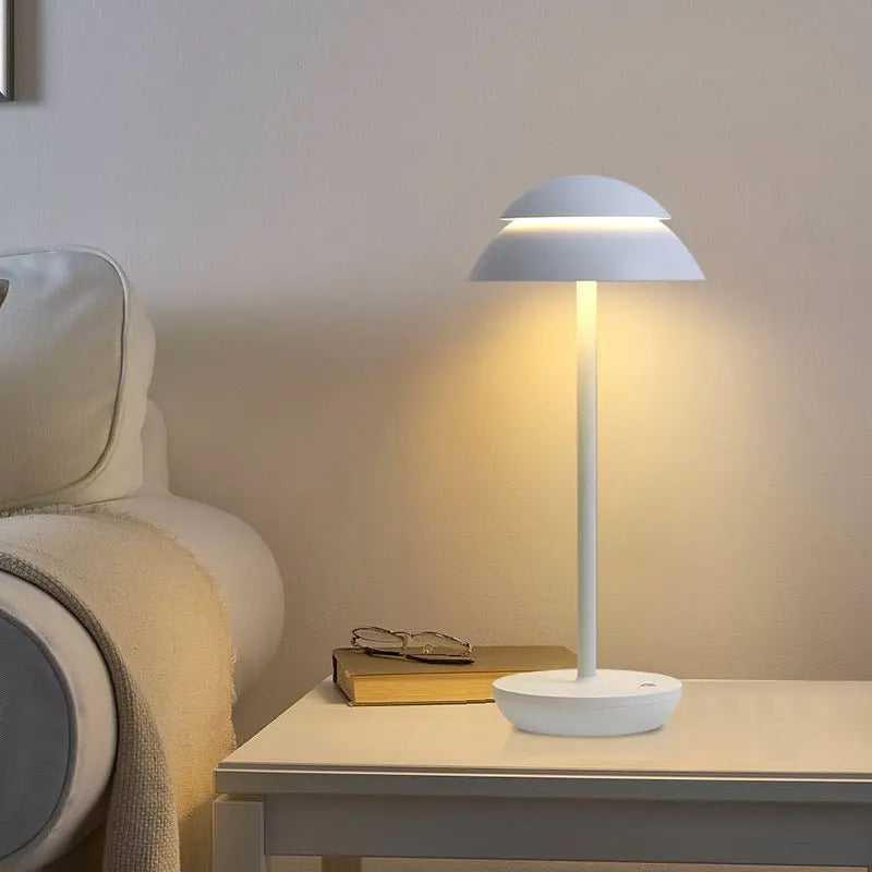 Contemporary Double Dome LED Accent Table Lamp with Touch On/Off Switch Luxe