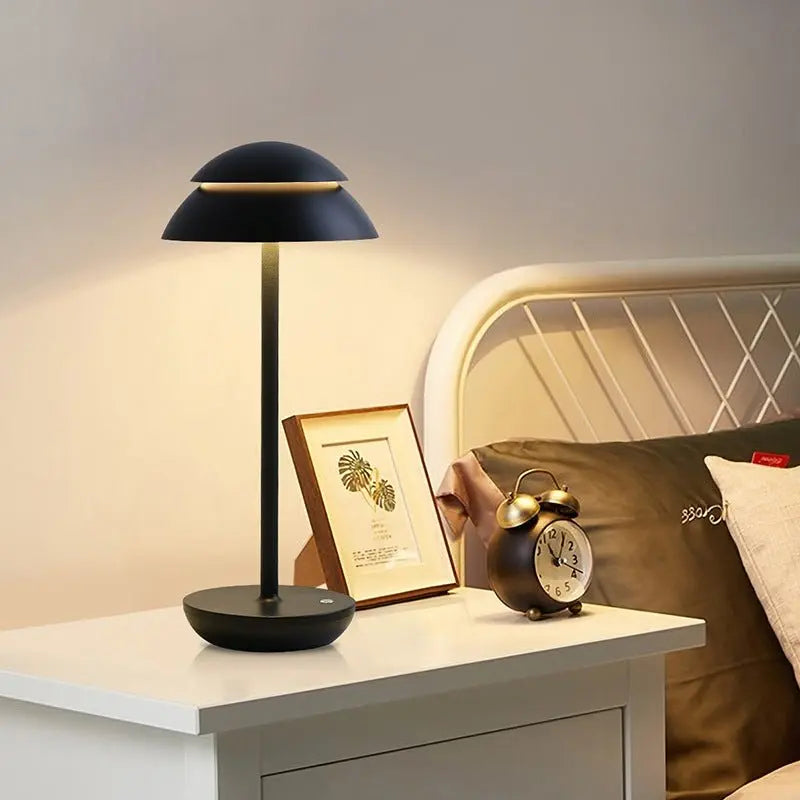 Contemporary Double Dome LED Accent Table Lamp with Touch On/Off Switch Luxe