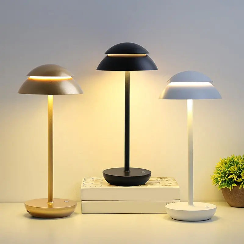 Contemporary Double Dome LED Accent Table Lamp with Touch On/Off Switch Luxe