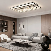 Rectangular LED Dual Head Ceiling Fan with Transparent Blades Luxe