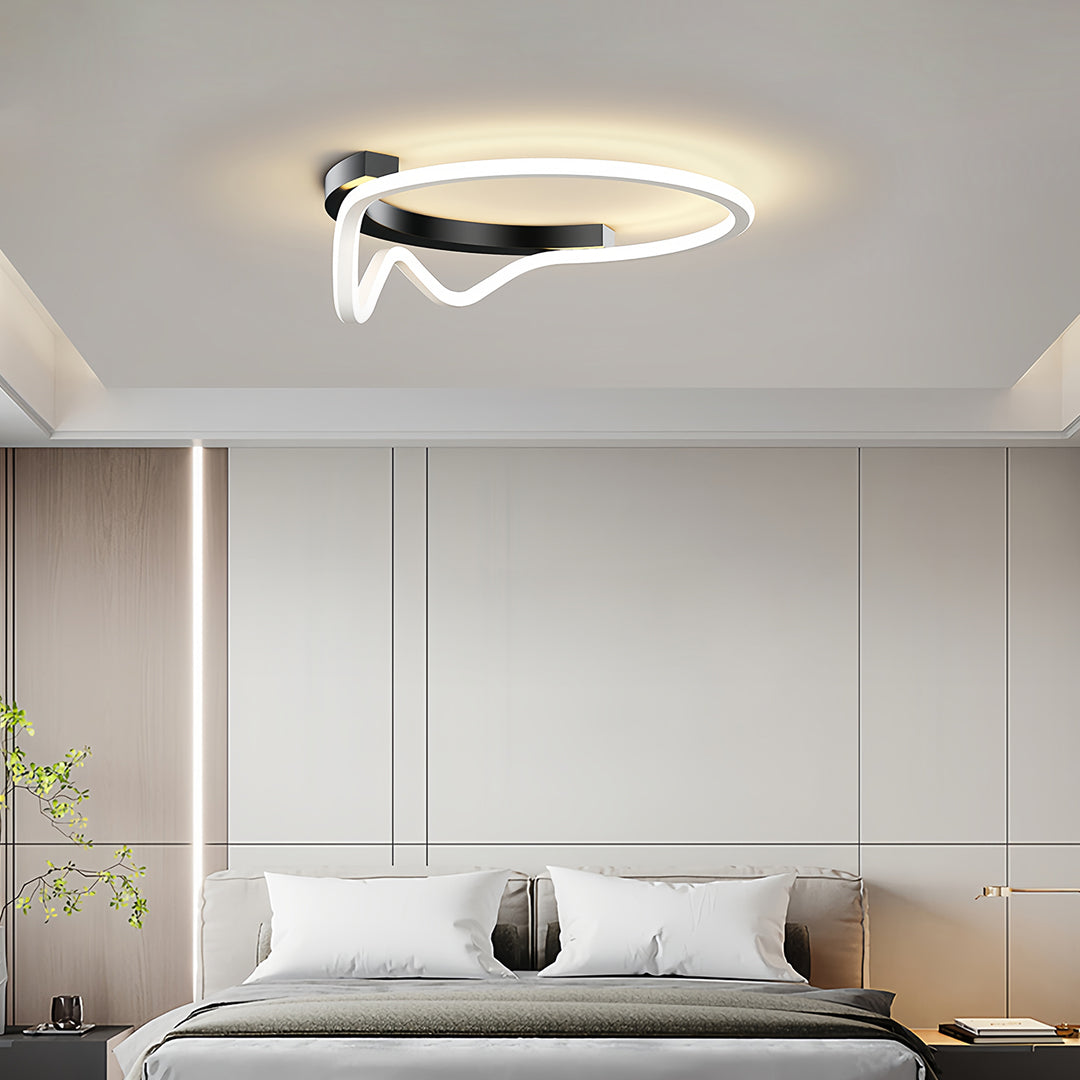 Minimalist Geometric LED Flush Mount — Iron, Silicone Shade, 3-Step Dimming (3000K–6000K), 16.5" or 20.5"