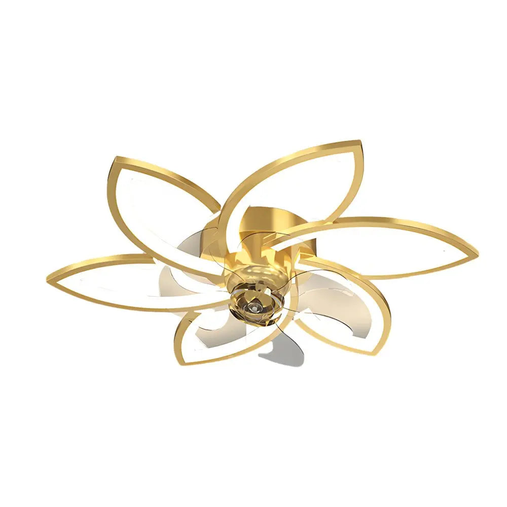 Nordic Flush Mount Ceiling Fan Lamp with Modern Flower Design and Three-Step Dimming LED Luxe