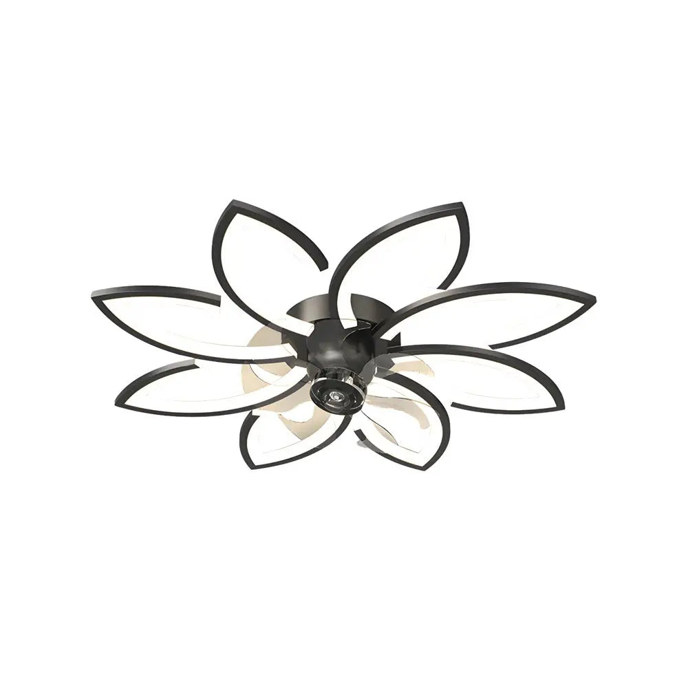 Nordic Flush Mount Ceiling Fan Lamp with Modern Flower Design and Three-Step Dimming LED Luxe
