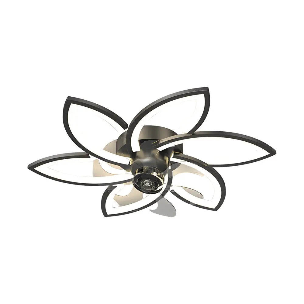 Nordic Flush Mount Ceiling Fan Lamp with Modern Flower Design and Three-Step Dimming LED Luxe