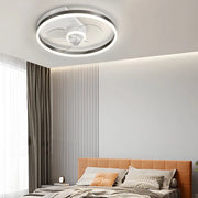 Modern Flush Mount Ceiling Fan with Simple Round Design and Silent LED Three-Step Dimming Luxe