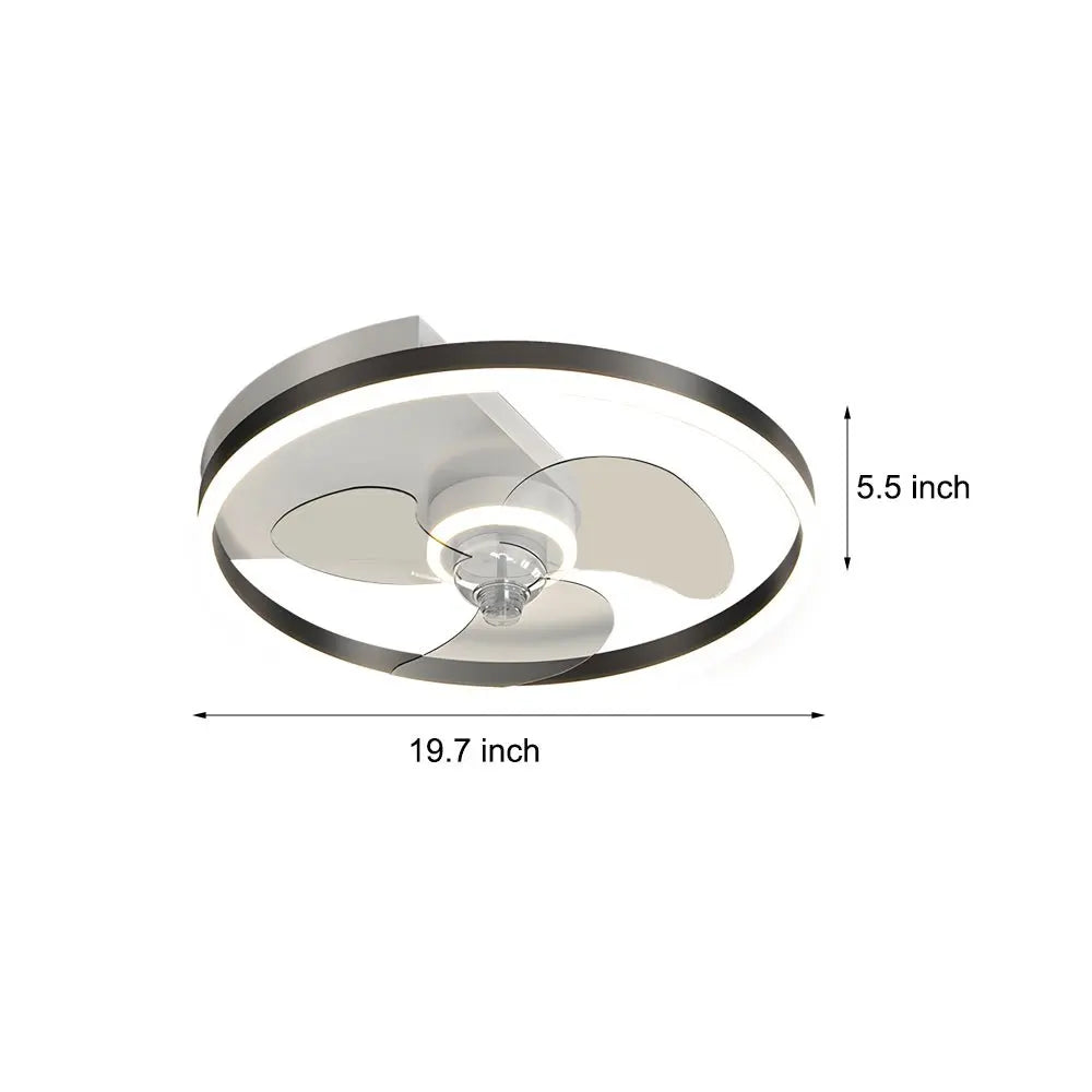 Modern Flush Mount Ceiling Fan with Simple Round Design and Silent LED Three-Step Dimming Luxe