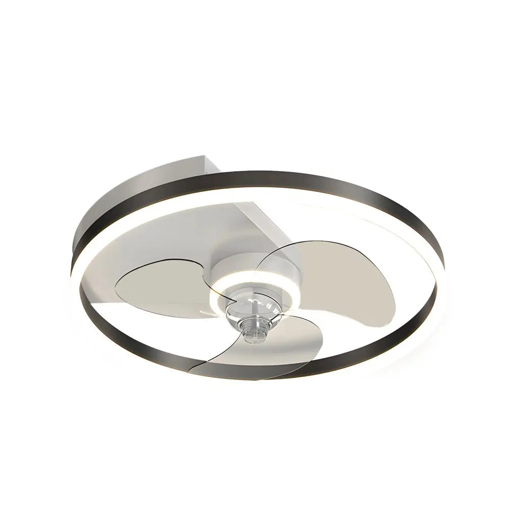 Modern Flush Mount Ceiling Fan with Simple Round Design and Silent LED Three-Step Dimming Luxe