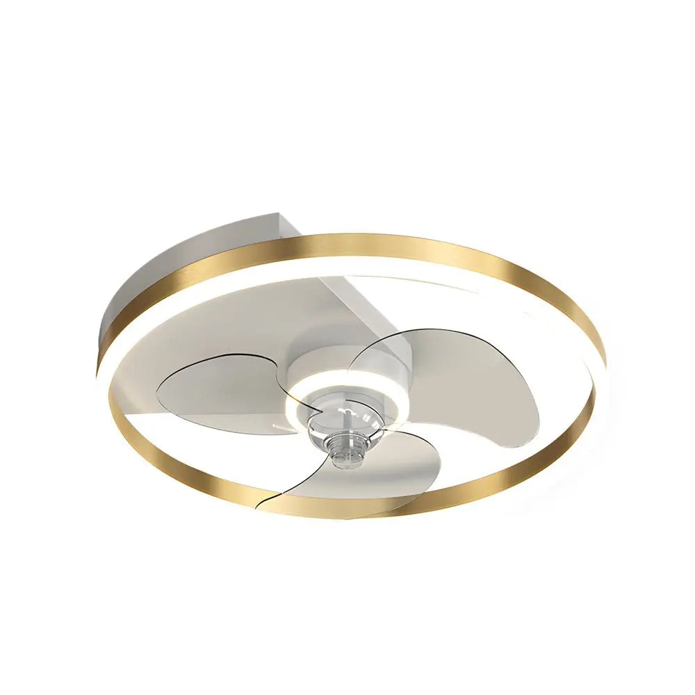 Modern Flush Mount Ceiling Fan with Simple Round Design and Silent LED Three-Step Dimming Luxe