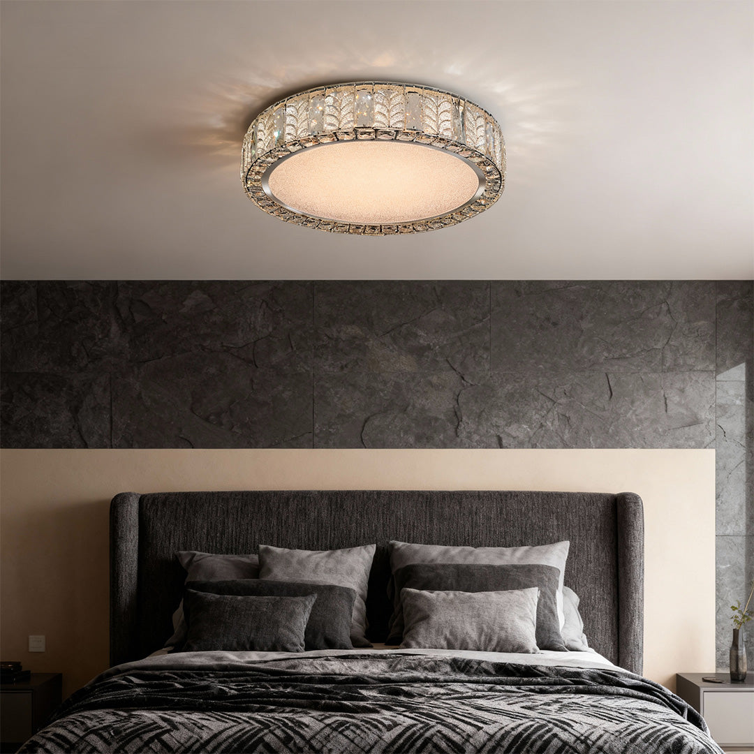 Contemporary Round Crystal LED Flush Mount Ceiling Light in Gold