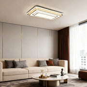 Crystal Flush-Mount Ceiling Light — Chrome Stainless Steel, LED, 3-Step Dimming (3000K/4500K/6000K), Round / Square / Rectangle