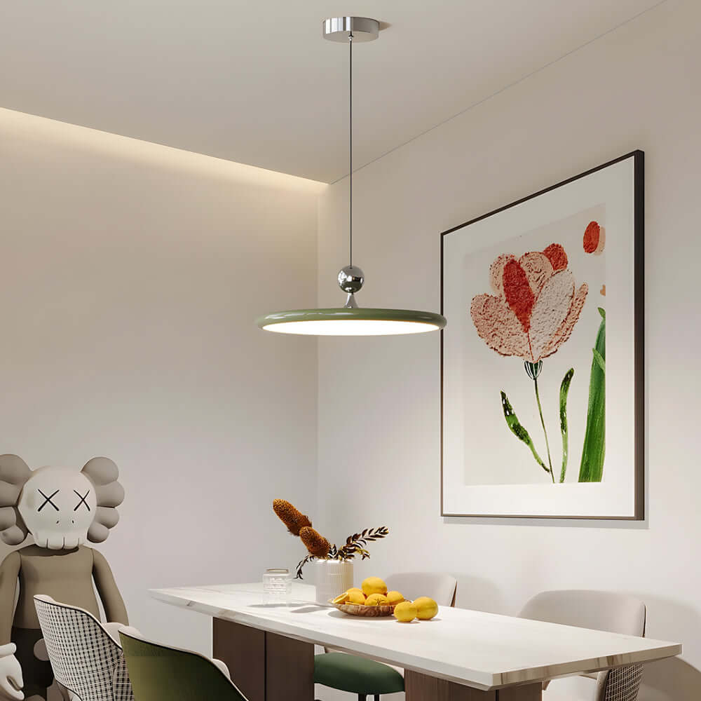UFO Disc Pendant Light — Iron, Acrylic, 15.75" Wide, 3-Step Dimming (3000K/4500K/6000K), RA≥97