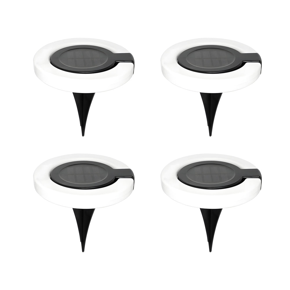 Round Foldable Solar Deck Lights, Set of 4 — ABS, LED, IP65 Weatherproof, 5.9" Diameter