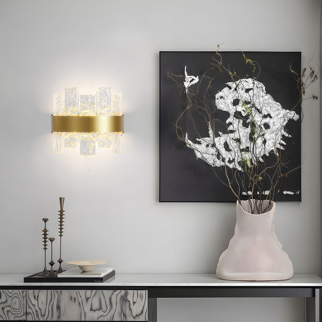 Minimalist Glass Wall Sconce — Solid Copper, 12W LED, Three-Color Temperature (3000K/4000K/6000K)