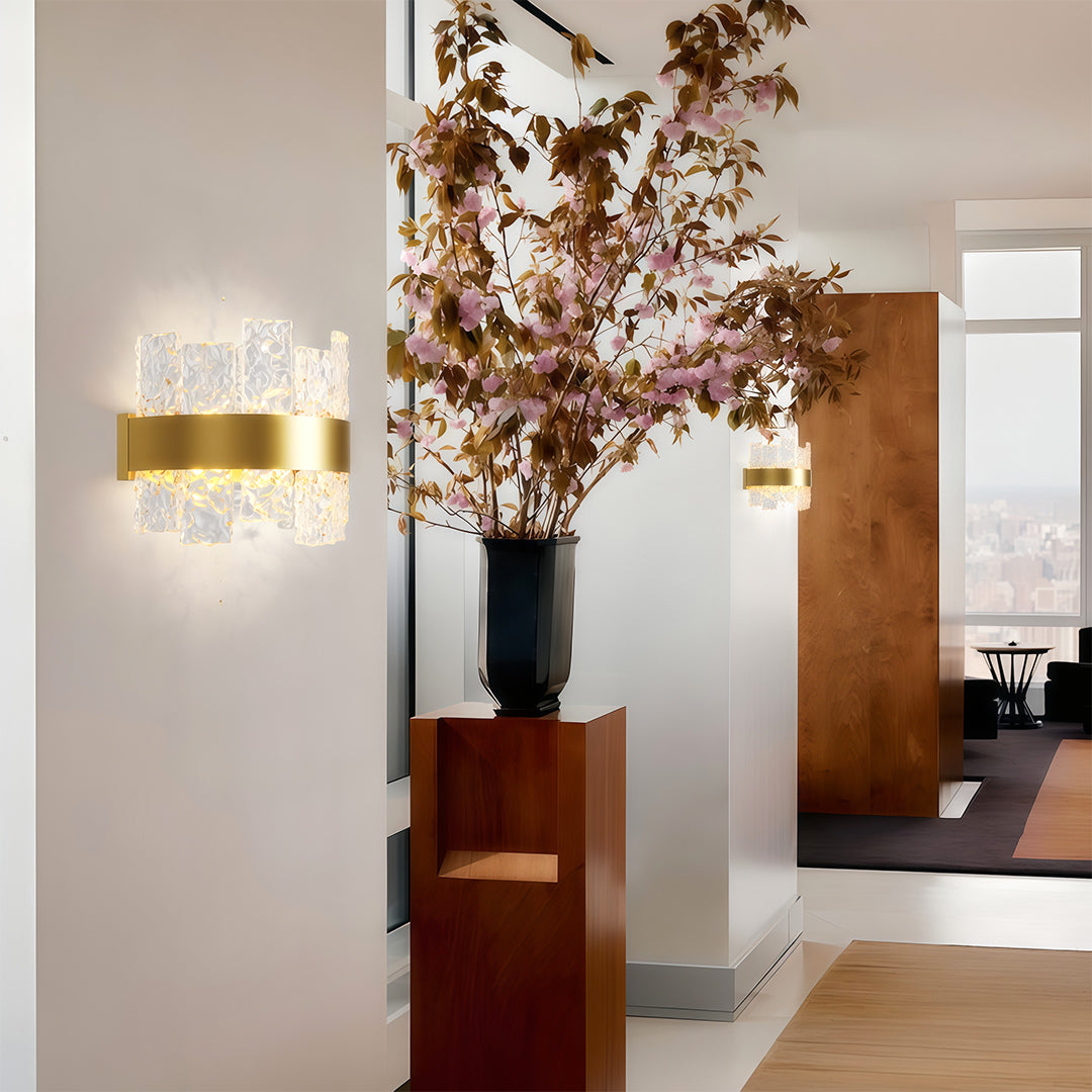 Minimalist Glass Wall Sconce — Solid Copper, 12W LED, Three-Color Temperature (3000K/4000K/6000K)