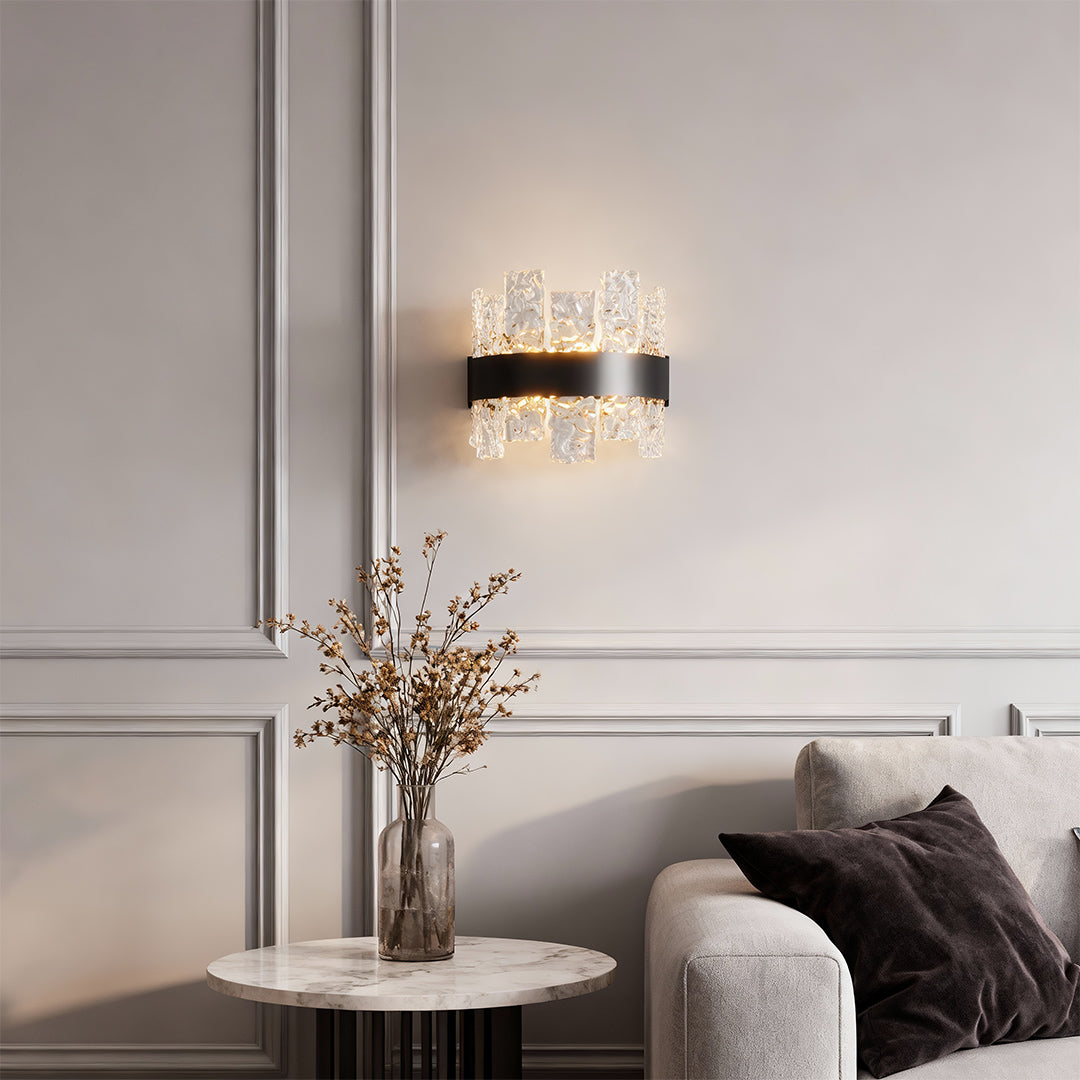 Minimalist Glass Wall Sconce — Solid Copper, 12W LED, Three-Color Temperature (3000K/4000K/6000K)