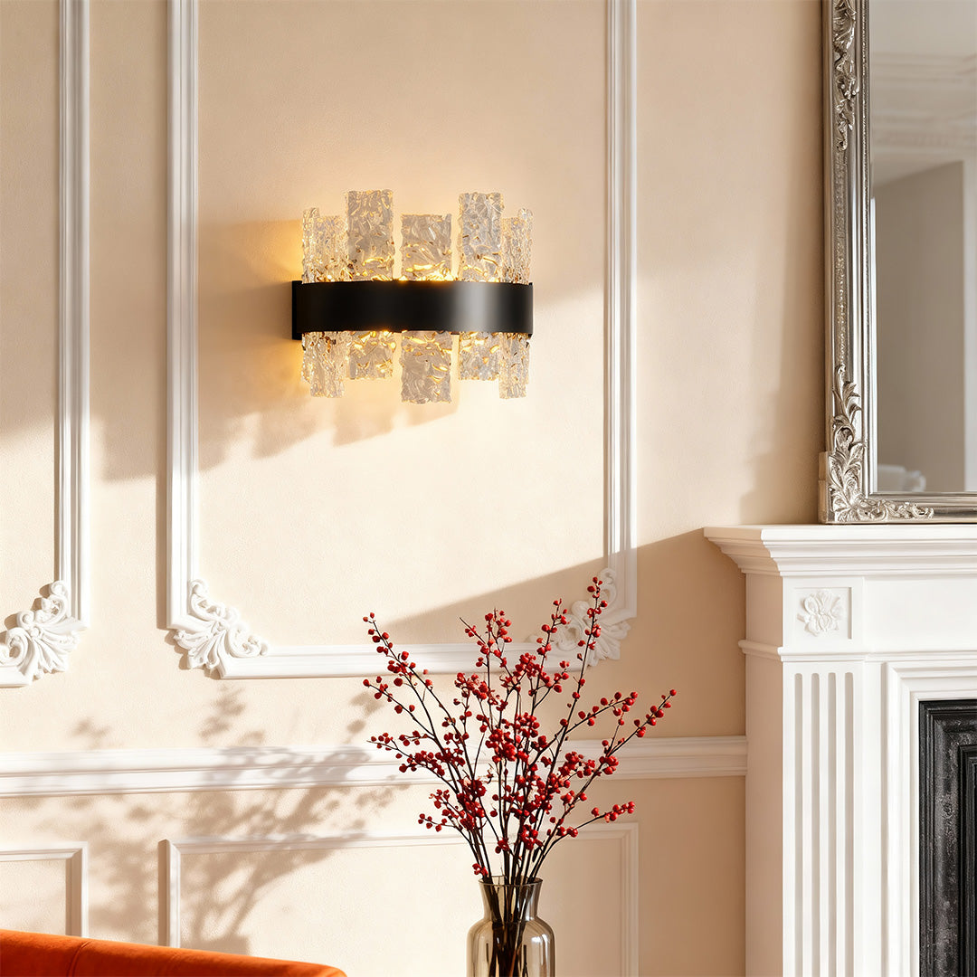 Minimalist Glass Wall Sconce — Solid Copper, 12W LED, Three-Color Temperature (3000K/4000K/6000K)