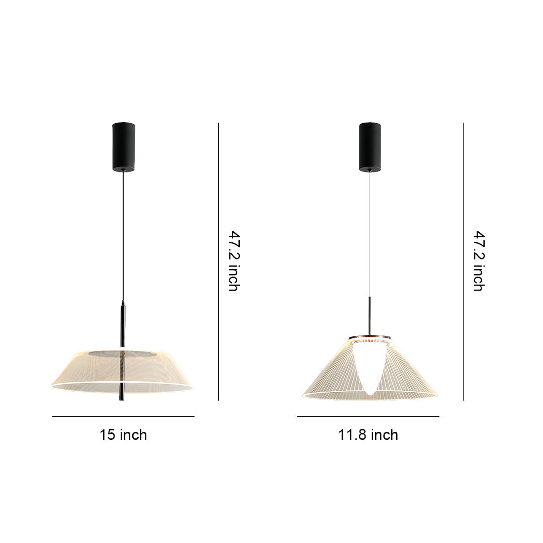 Minimalist Clear Glass Pendant Light — Stainless Steel, Black, 7W LED, 3000K, Adjustable Cord, 14.96" Wide