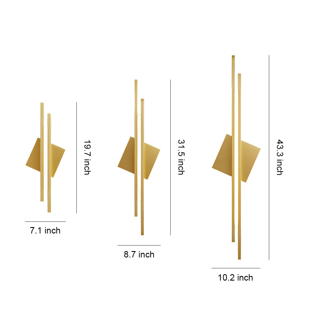 Geometric Diamond Linear Wall Sconce — Copper & Acrylic, 9W/10W/16W, 3-Step Dimming (3000K/4500K/6000K), Black/Gold Finish