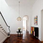 Geometric Pendant Light — Gold Metal, Adjustable Chain, E12, 10" Diameter