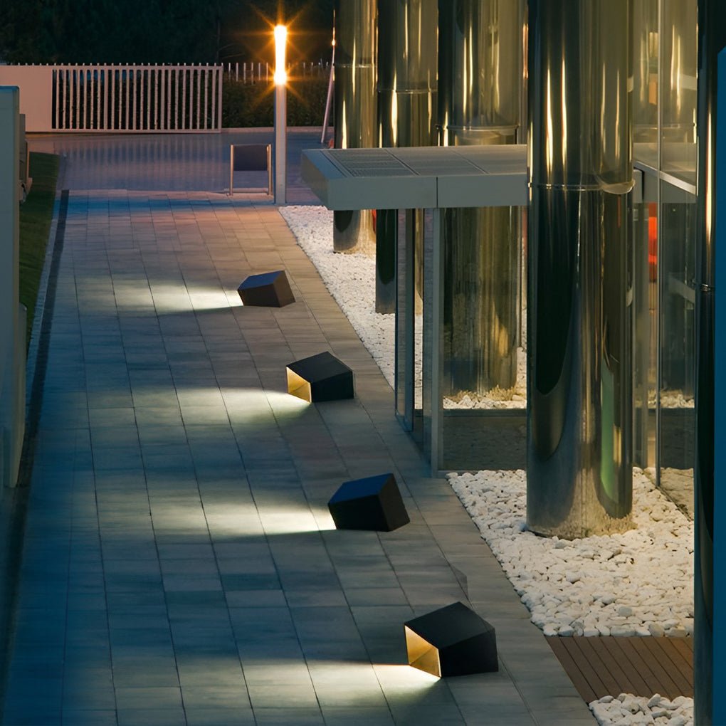 modern geometric outdoor landscape light unique artful cube in stainless steel