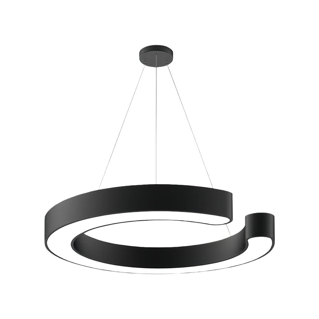 Geometric Ring Pendant — Black Iron and Frosted Acrylic, LED 6500K, 15.8" / 23.6" / 31.5"