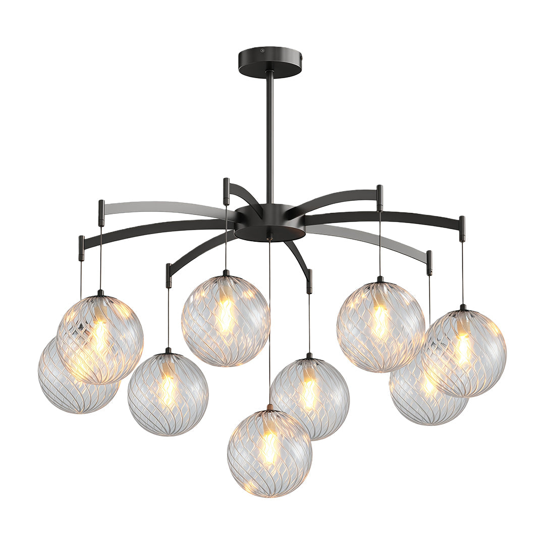 Glass Ball Chandelier — Brass Frame, G9, Available in 7-, 9-, or 13-Light