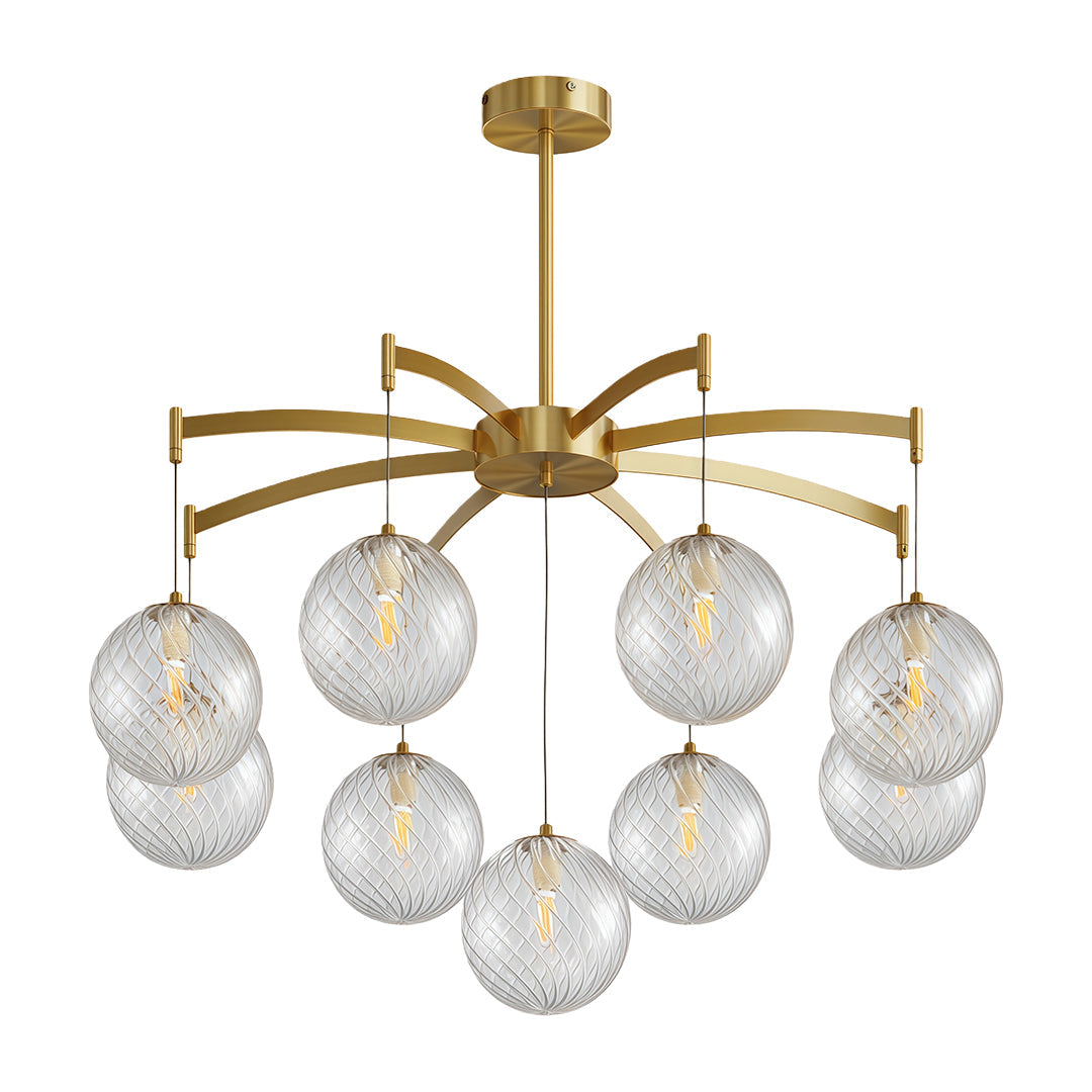 Glass Ball Chandelier — Brass Frame, G9, Available in 7-, 9-, or 13-Light