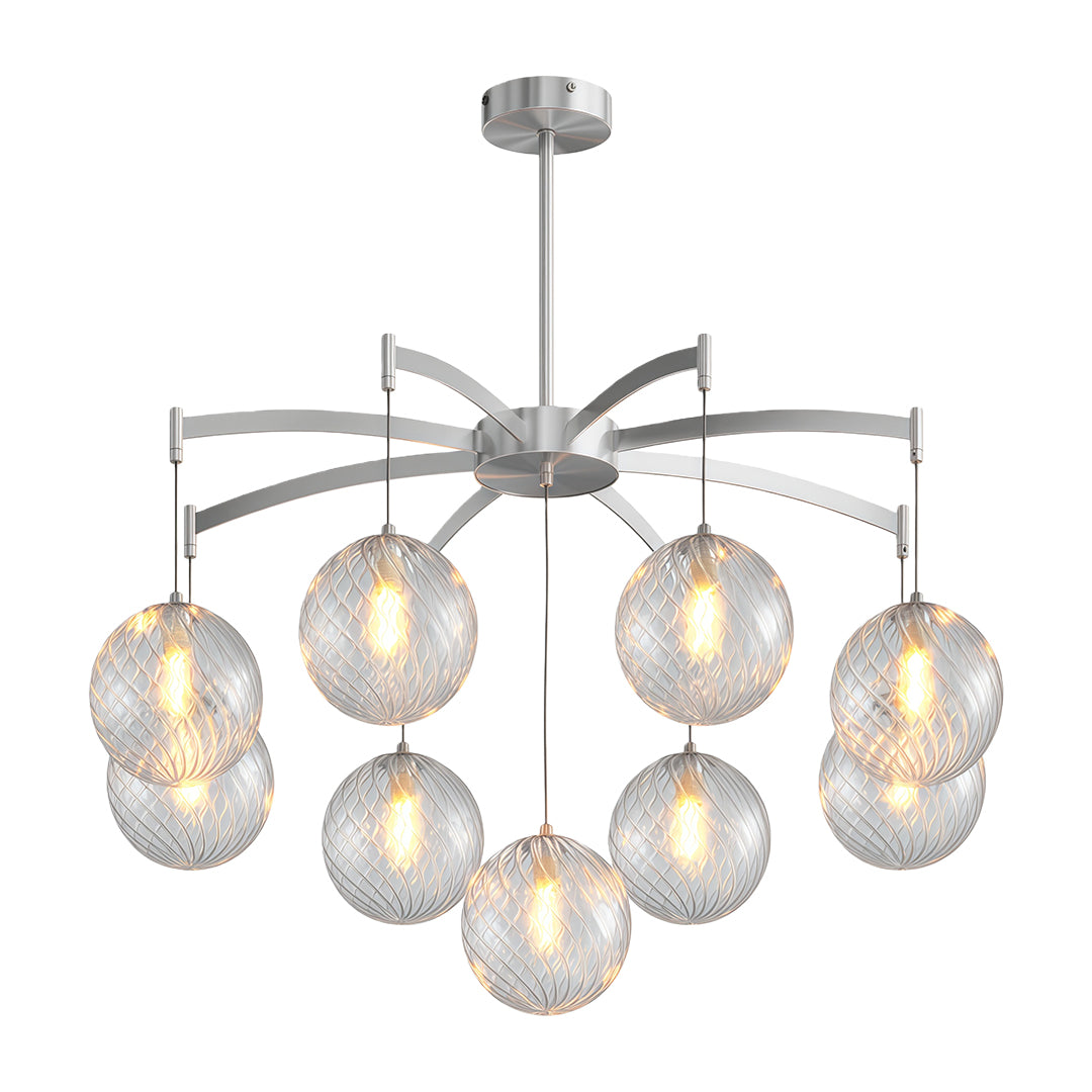 Glass Ball Chandelier — Brass Frame, G9, Available in 7-, 9-, or 13-Light