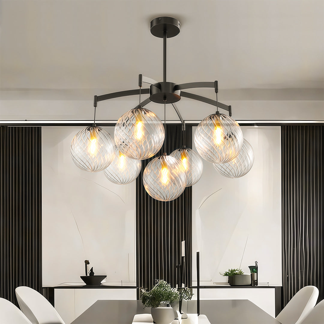Glass Ball Chandelier — Brass Frame, G9, Available in 7-, 9-, or 13-Light