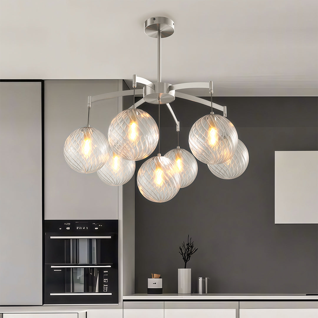 Glass Ball Chandelier — Brass Frame, G9, Available in 7-, 9-, or 13-Light