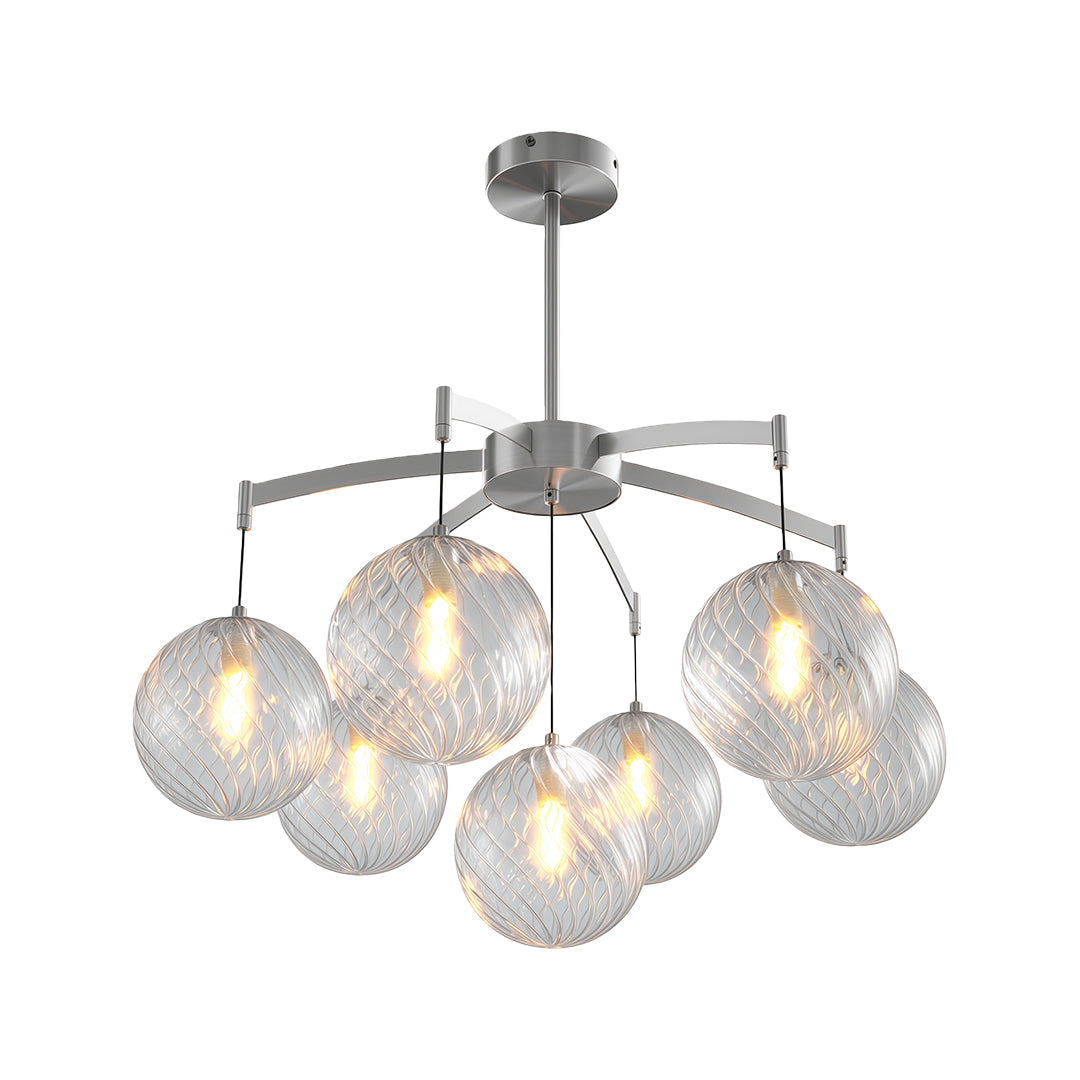 Glass Ball Chandelier — Brass Frame, G9, Available in 7-, 9-, or 13-Light