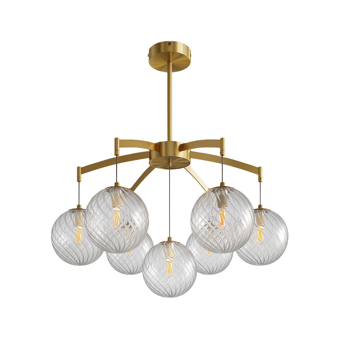 Glass Ball Chandelier — Brass Frame, G9, Available in 7-, 9-, or 13-Light