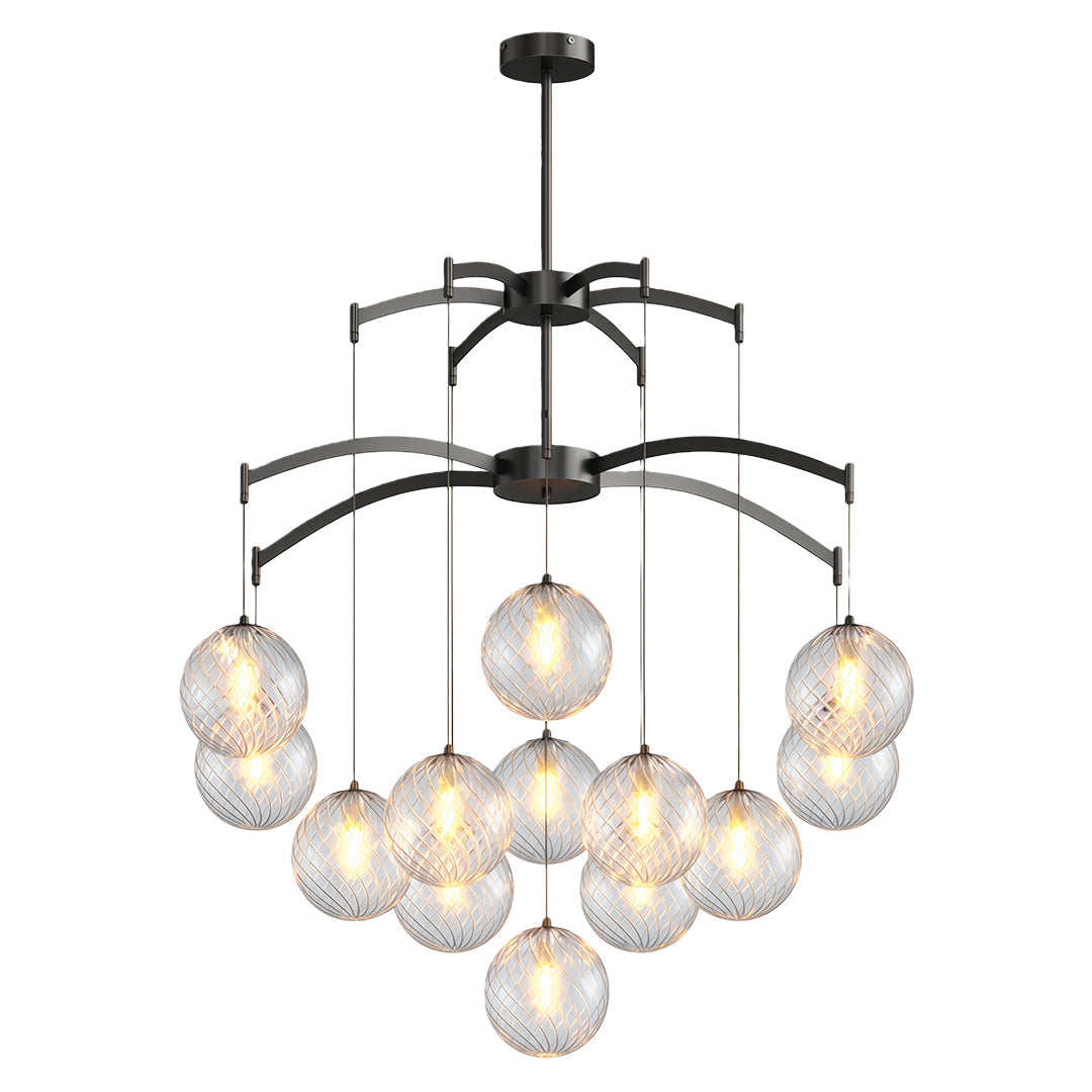 Glass Ball Chandelier — Brass Frame, G9, Available in 7-, 9-, or 13-Light